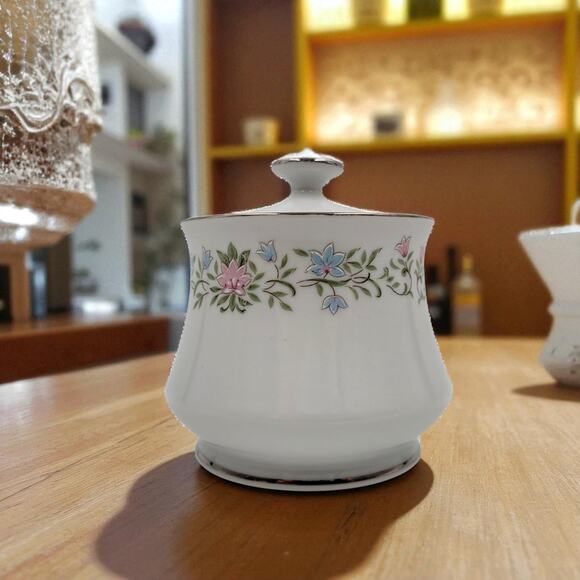 Cotillion Eileen 3693 Sugar Bowl Floral Silver Trim Japan 1960 - 1970's - Picture 1 of 10